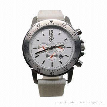 Big Men's Style Chrono Automatic Watch with Stainless Steel Case, Silicone Band/3ATM Water Resistant